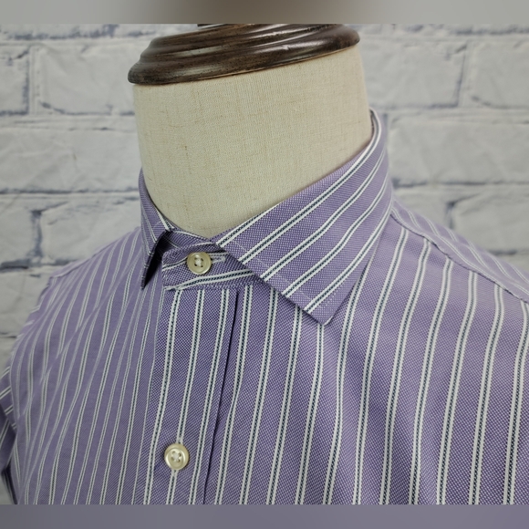 Polo Ralph Lauren Men's Purple Striped Oxford Dress Shirt Easy Care 15 x 32/33 - Picture 6 of 16